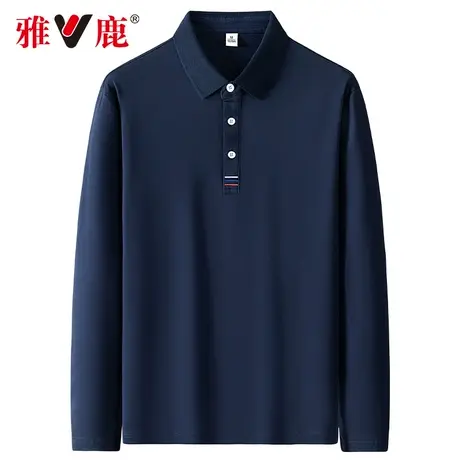 雅鹿长袖T恤男春秋新款中年男士翻领商务休闲爸爸简约百搭POLO衫商品大图