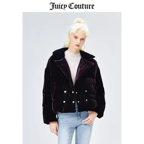 Juicy couture橘滋冬季新款双排扣羽绒服女白鸭绒加绒短款外套厚商品大图