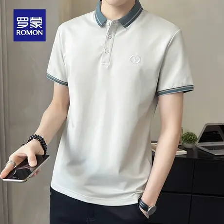 罗蒙男士冰丝短袖Polo衫夏季薄款商务休闲刺绣带翻领男装体恤衣服图片