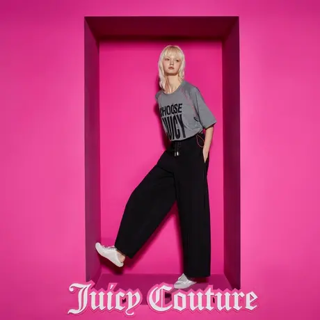 Juicy Couture橘滋23新款潮酷绣花大阔腿女休闲裤商品大图