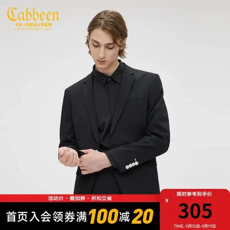 卡宾男装黑色西装外套时尚潮流修身西服通勤C图片