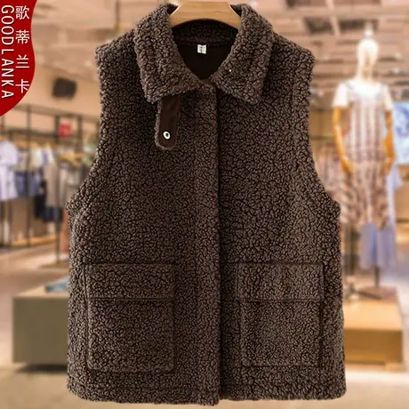 中年马甲女秋冬季胖妈妈外穿50岁女士大码女羊羔绒背心外套200斤商品大图