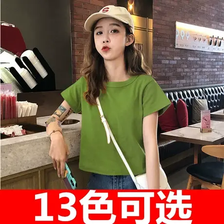 2023夏季新款别致设计感小众短款辣妹上衣正肩短袖t恤女半袖体恤商品大图