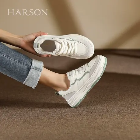 哈森板鞋女春季新款厚底百搭运动休闲鞋女款小白鞋HWC230116商品大图