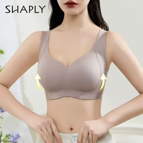莎莲妮无痕大码夏季薄款文胸上托宽肩带亲肤聚拢收副乳光面内衣商品大图