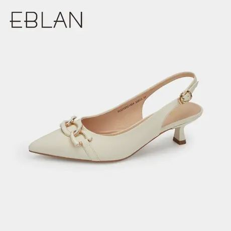 伊伴春夏小羊皮女鞋气质高跟优雅外穿约会通勤尖头包头后空凉鞋商品大图