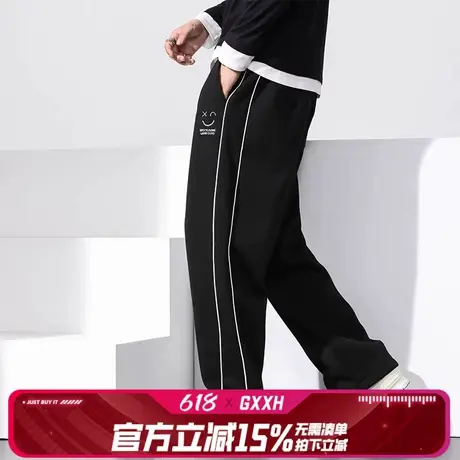 GxxH胖子休闲裤2024秋冬加肥加大宽松运动裤大码男装直筒加绒长裤商品大图