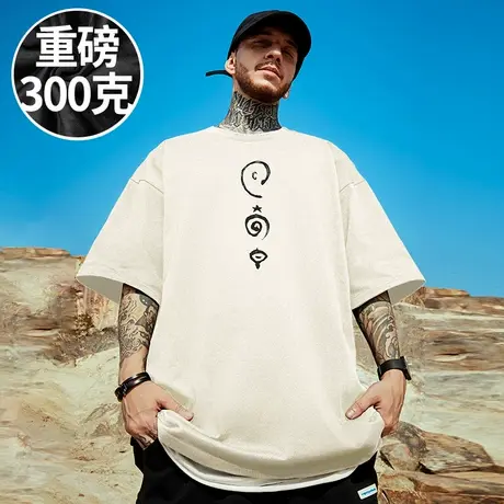2025新款重磅美式潮牌宽松白色T恤胖子短袖加肥加大码男半袖夏季商品大图