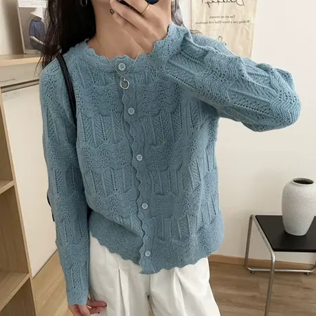 春装2025新款薄款毛衣针织开衫外套女高级超好看小个子短款上衣潮商品大图