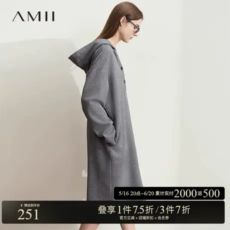 AMII【韩版休闲】春秋韩版简约休闲秋款连衣裙帽衫连衣裙春秋图片