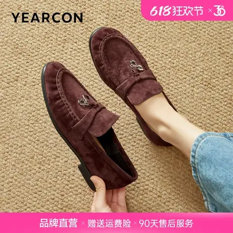 意尔康秋季新款乐福鞋女2025复古软面一脚蹬舒适女鞋时尚百搭单鞋图片