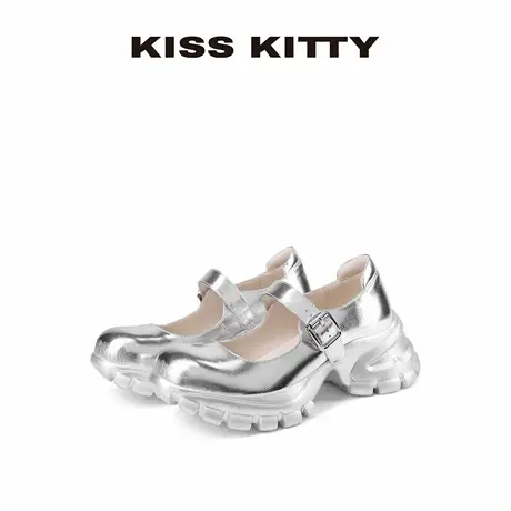 KISSKITTY银色厚底老爹鞋女夏季新款增高透气休闲运动鞋通勤百搭商品大图