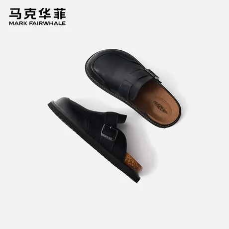 马克华菲勃肯鞋男款包头厚底增高真皮软木博肯拖鞋男外穿半拖凉鞋商品大图