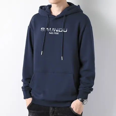 2023新款连帽卫衣男秋冬外套加绒加厚字母印花长袖带帽衫宽松潮流商品大图