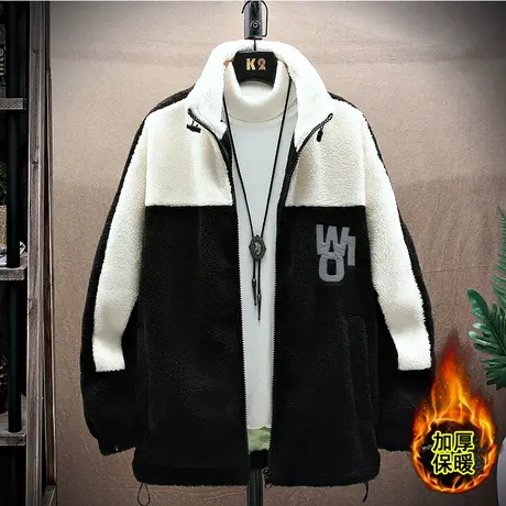 棉衣男士潮牌秋冬季2023年新款羊羔绒棉服外套韩版潮流情侣装棉袄商品大图