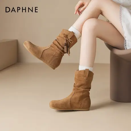 达芙妮美拉德堆堆靴女秋冬2025新款西部牛仔靴平底短靴子马丁靴女商品大图