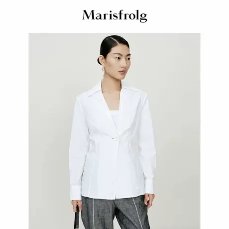 【言选好物】Marisfrolg玛丝菲尔夏季新款白色时尚修身长袖衬衫图片