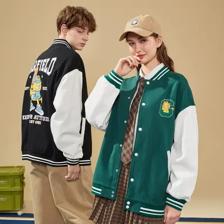 唐狮[加菲猫]情侣外套春秋新款夹克后背印花棒球服休闲时尚潮流商品大图