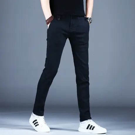 2023新款黑色弹力牛仔裤男潮牌潮流裤子男士弹力小脚修身休闲男裤商品大图