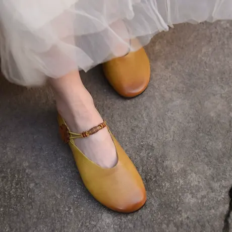 Artmu阿木复古森女花朵单鞋玛丽珍鞋浅口平底软底豆豆鞋2023新款图片