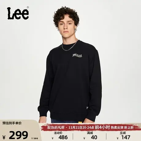 Lee舒适版型字母logo印花圆领美拉德男长袖卫衣潮流LMT007109204图片