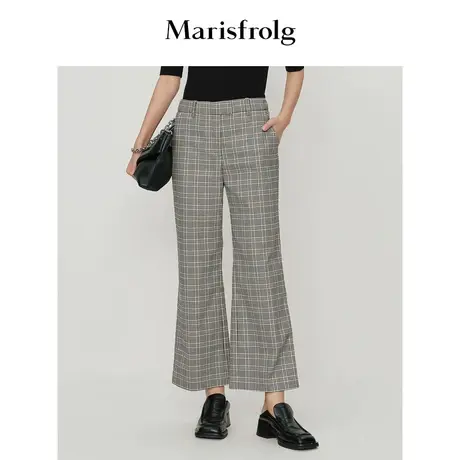 【复古格纹】玛丝菲尔时尚摩登休闲撞色格纹包容显瘦九分裤长裤女图片