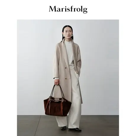 【商场同款】玛丝菲尔冬季新款白色半高圆领羊毛修身针织衫商品大图