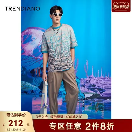 TRENDIAN官方潮牌夏季新款男装时尚潮流字母印花纯棉圆领短袖t恤商品大图