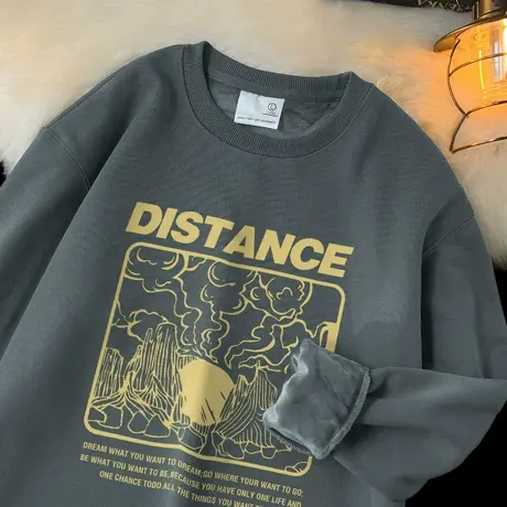 320g重磅国潮卫衣男春秋季潮流百搭加绒加厚长袖t恤圆领无帽上衣商品大图