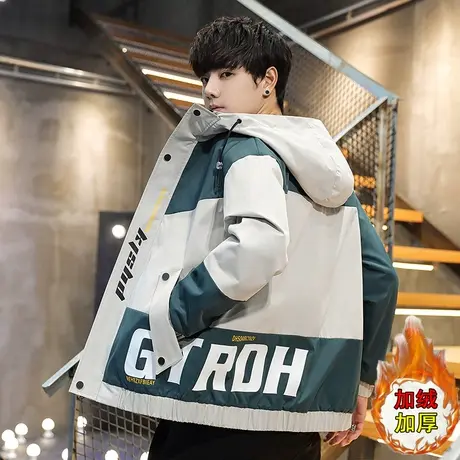 秋冬季棉袄男加绒加厚外套男韩版棉衣青少年夹克百搭学生羽绒棉服商品大图