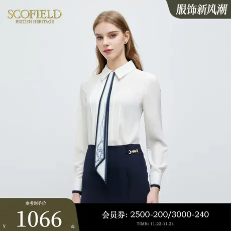 Scofield女装气质干练衬衫职场通勤垂感领带衬衣2024春季新款商品大图