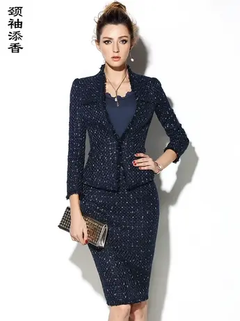 颈袖添香2024春秋新款职业女时尚气质名媛小香风女士商务正装图片