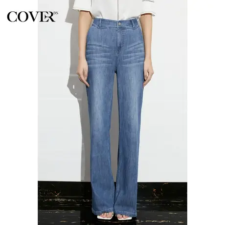 COVER夏季亚麻微弹喇叭牛仔裤图片