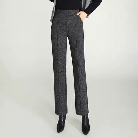 羊毛呢小直筒裤女秋冬2023新款高腰显瘦气质长裤通勤中年职业裤子商品大图