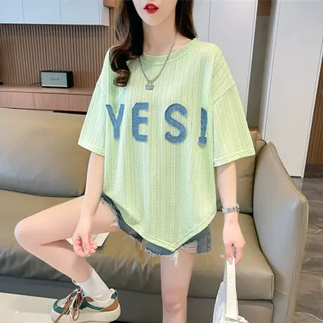 小个子短袖t恤女夏季韩版宽松大码女装小众设计感百搭不规则上衣图片