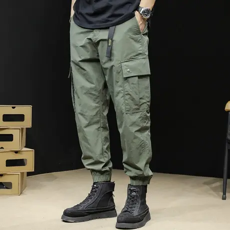 速干工装裤男士春秋24新款宽松束脚大码潮牌休闲男裤夏季冰丝薄款商品大图