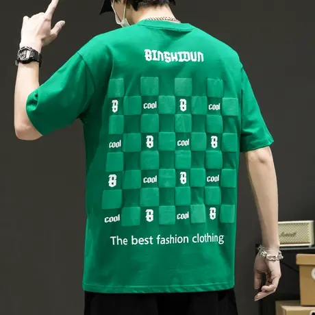 夏季全棉纯棉薄款圆领印花男士短袖T恤男装夏装2024新款夏天上衣商品大图