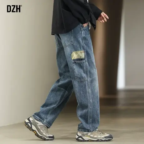 男士美式牛仔裤2024新款男秋季裤子直筒宽松休闲裤男款长裤老爹裤商品大图