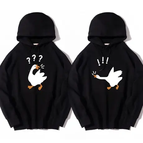 2023鸭子情侣装大白鹅连帽套头卫衣roora特别的ins超火春秋情侣款商品大图