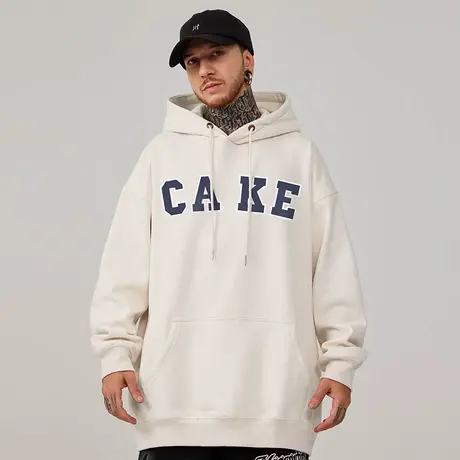 oversize帽衫字母嘻哈胖子宽松加绒加肥加大连帽卫衣男2024秋冬季图片