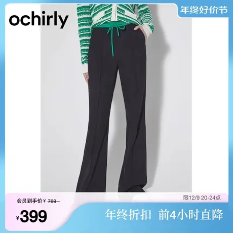 【新降】欧时力 运动风纯棉长裤女2023新款秋装卫裤喇叭裤休闲图片