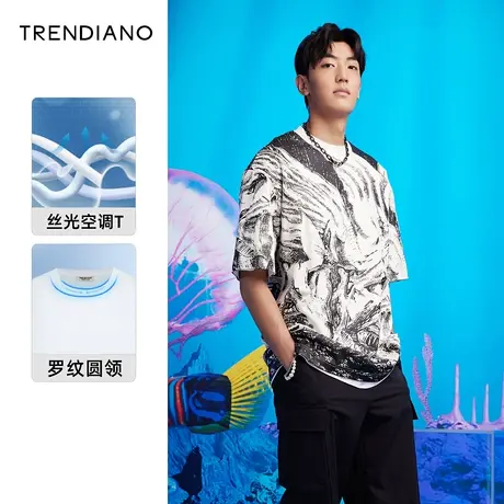 TRENDIANO四维异想系列夏季官方新款时尚印花圆领短袖T恤男商品大图