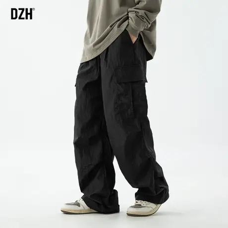 男生黑色工装裤子男春季直筒宽松休闲裤垂感阔腿裤2024新款机能裤商品大图