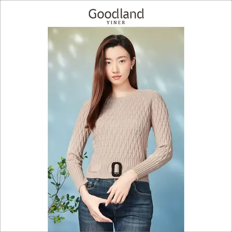 Goodland女装新款绞花纹理针织衫商品大图