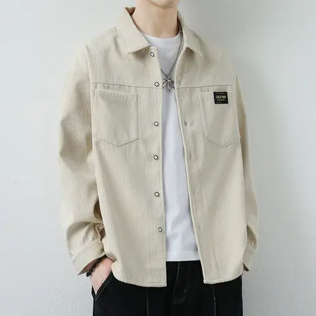 衬衫男士长袖春秋季2023年新款潮牌痞帅宽松休闲衬衣工装男生外套图片