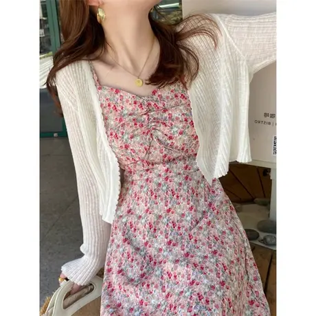 温柔风短款针织外套女夏季薄款防晒衣开衫小披肩气质外搭冰丝上衣商品大图