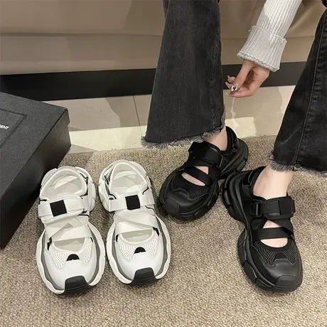 爆款厚底运动包头凉鞋女百搭夏季女鞋2024新款鞋子夏款老爹鞋女款商品大图