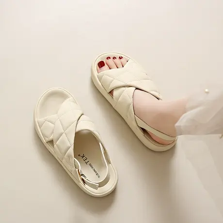 配裙子凉鞋女2024年新款夏季百搭厚底休闲风运动网红时尚ins女鞋商品大图