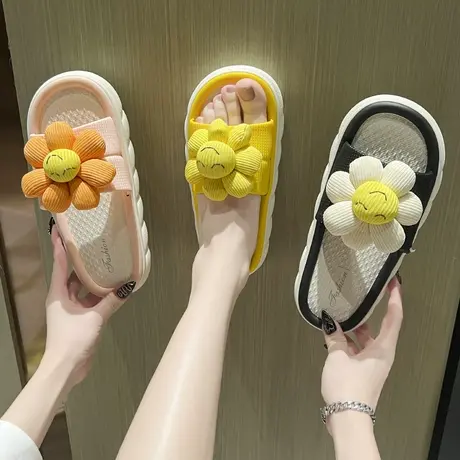 拖鞋室内家居2024新款厚底时尚法式凉拖鞋女夏外穿防滑踩屎感凉拖商品大图