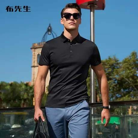 MrBu布先生吸汗快干丝光棉短袖男t恤商务Polo衫翻领男装AT10513商品大图